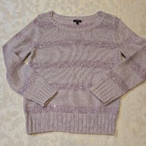 Apt. 9 Purple Crew Neck Sparkly Sequins Sweater Long Sleeves Size Large